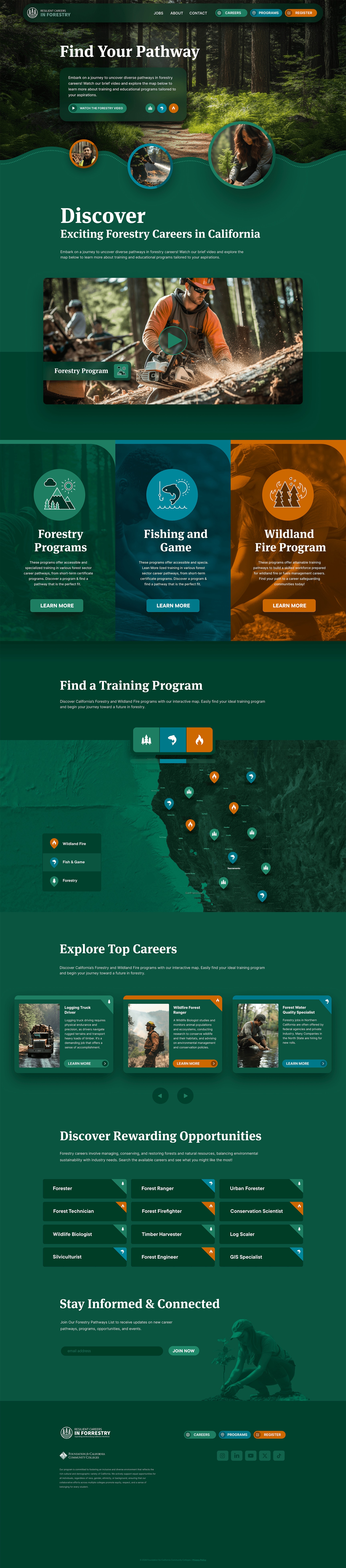 Forestry platform interior pages — desktop layouts